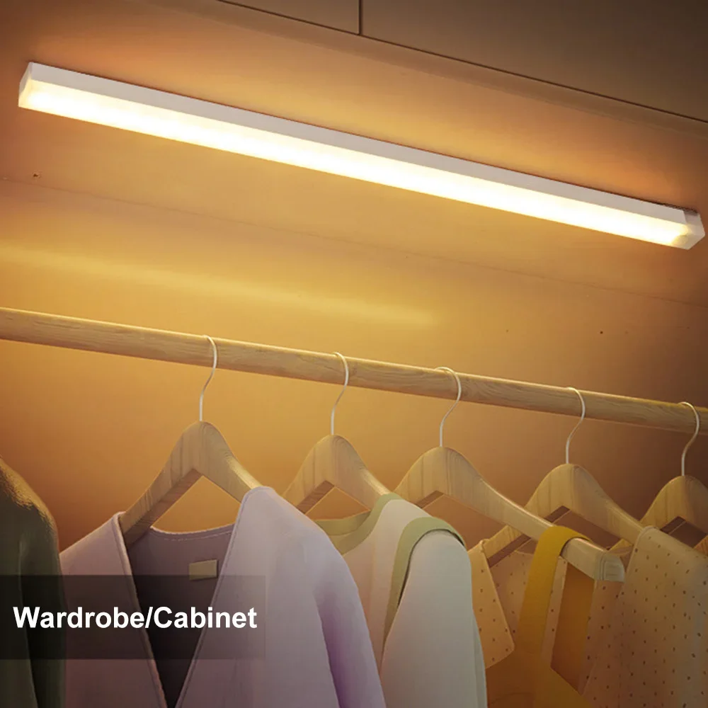Motion Sensor Light Wireless Rechargeable LED Night Light Closet Cabinet Wardrobe Lamp Kitchen Staircase Backlight 10/20/30/50cm-2