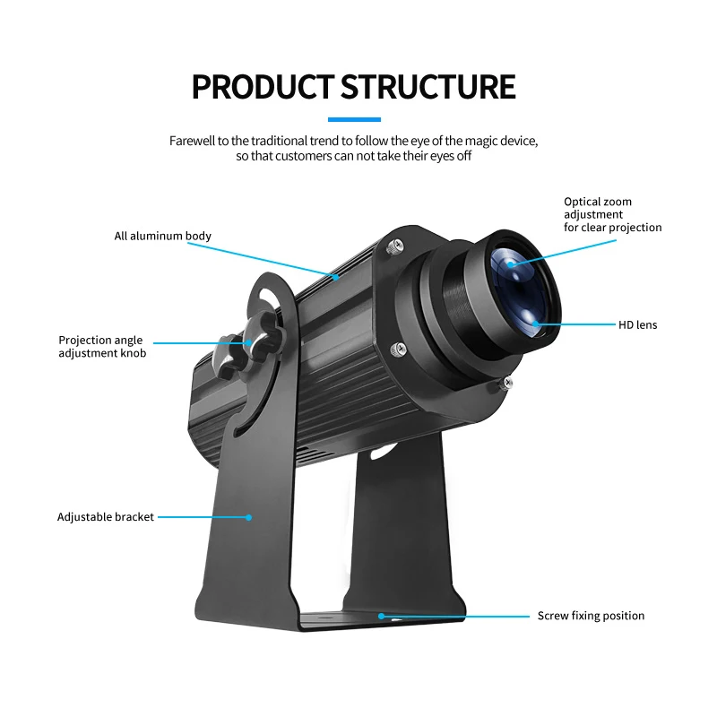 Led Gobo Projector 300W Waterproof Gobo Light Static Rotation Outdoor Safety Sign Projector-3