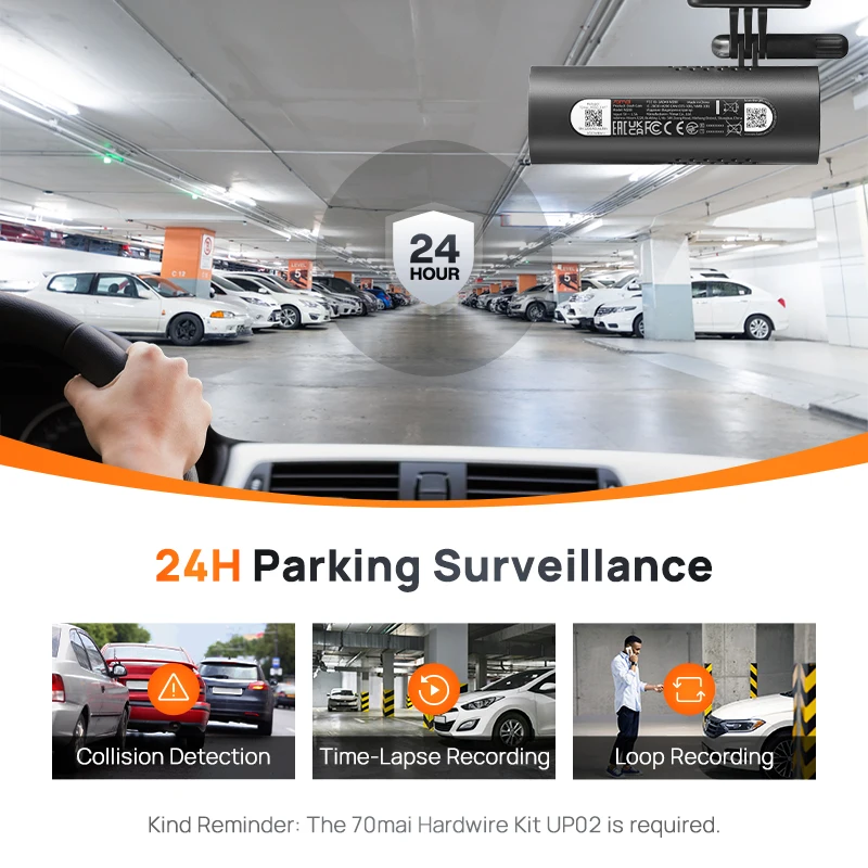 70mai Dash Cam 3 M200 APP English Voice Control 1080P HDR Night Vision 24H Parking Surveillance 70mai Car DVR M200 WIFI-3