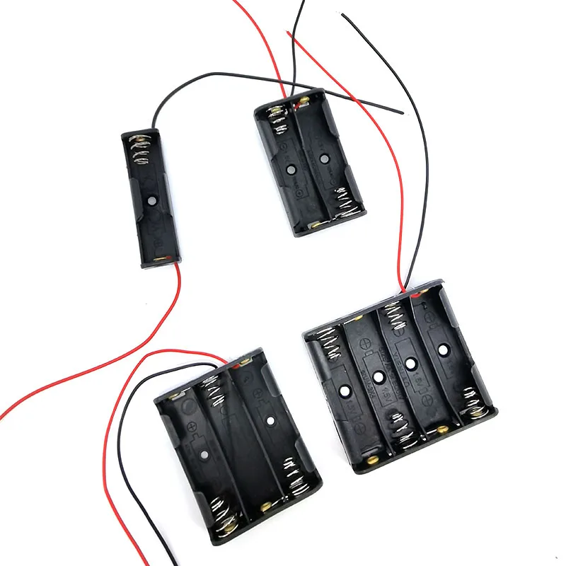 5pcs 1 2 3 4 Slots ports AA 2AA 3AA 4AA 1.5v 3v 4.5v 6v Size Power Battery Storage Case Box Holder 3Xaa 2xaa aa With Leads h-6