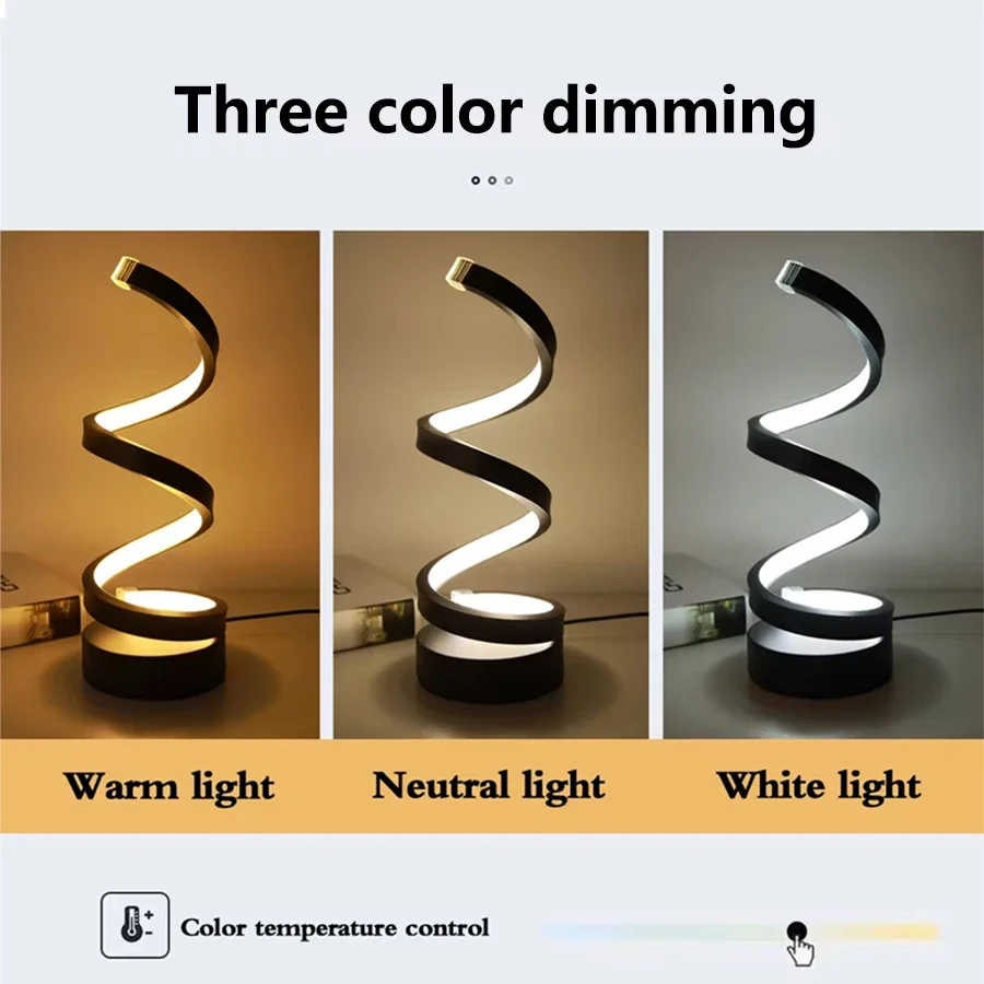 LED Night Light Spiral Table Lamp Modern Bedside Lamps Dimmable Night Lamp Office Living Room Bedroom Decoration Night Lights-3