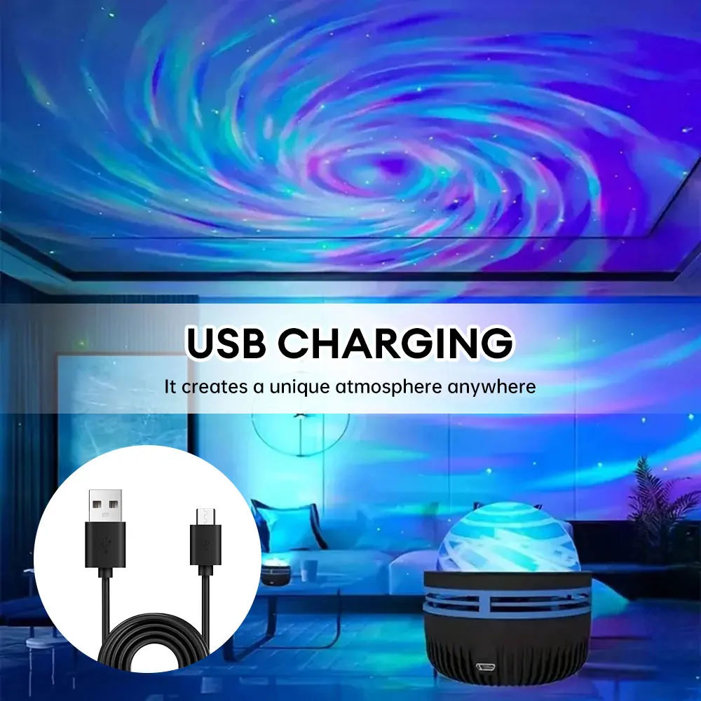 Starry Sky Projector Lamp Galaxy Vortex Star Night Light with Remote Control Bedroom Projection Magic Ball LED Lamp for Bedroom-2