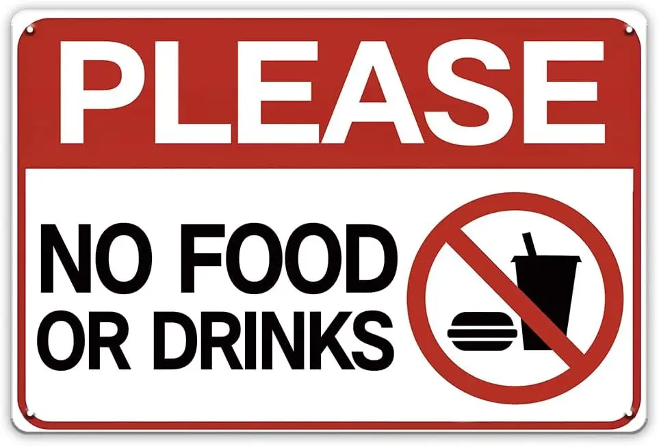 ART No Food or Drink Signs -  Metal No Food or Drinks Allowed Sign for Business, Retail Store, Home, Restaurant,