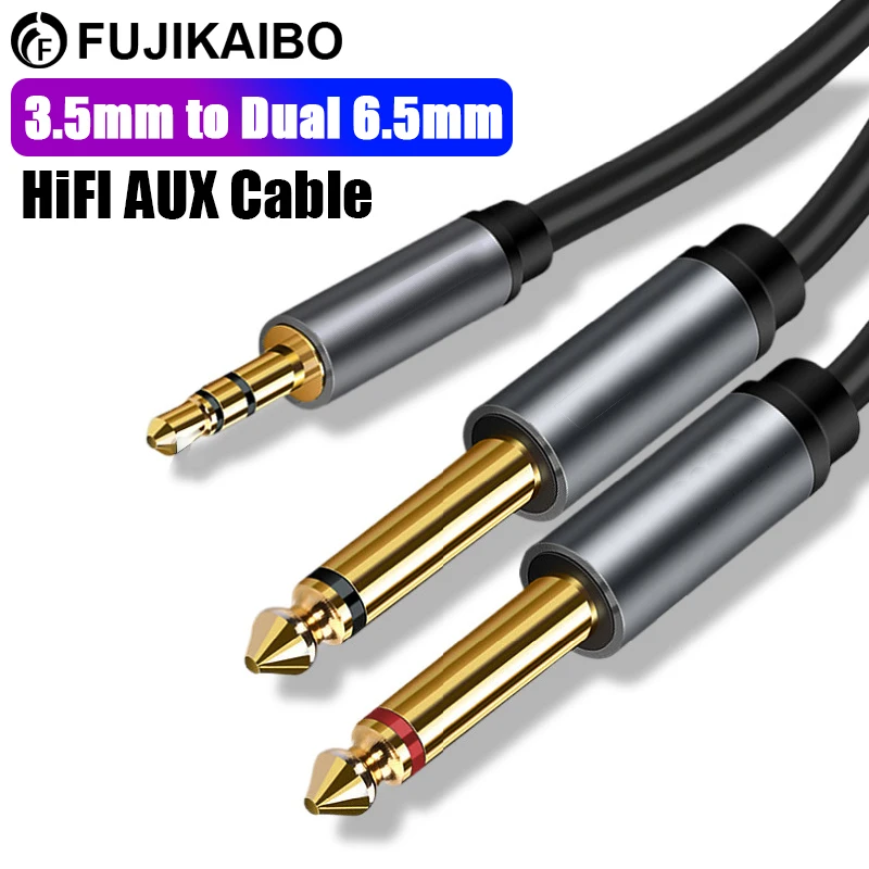 3.5mm to Dual 6.5mm Adapter Jack Audio Cable Double 6.35mm Male 1/4" Mono Jack to Stereo 1/8" 3.5mm for iPhone iPod speakers