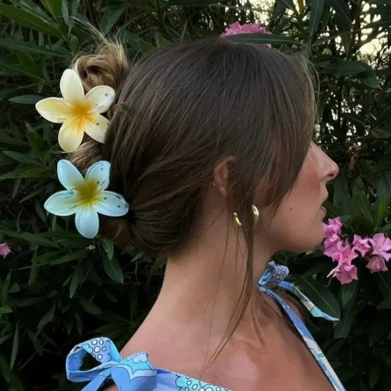 1/6Pcs New Egg Flower Hair Clips 4/7cm for Women Beach Vacation Bohemia Style Bangs Side Large Hair Claw Girls Hair Accessories-4