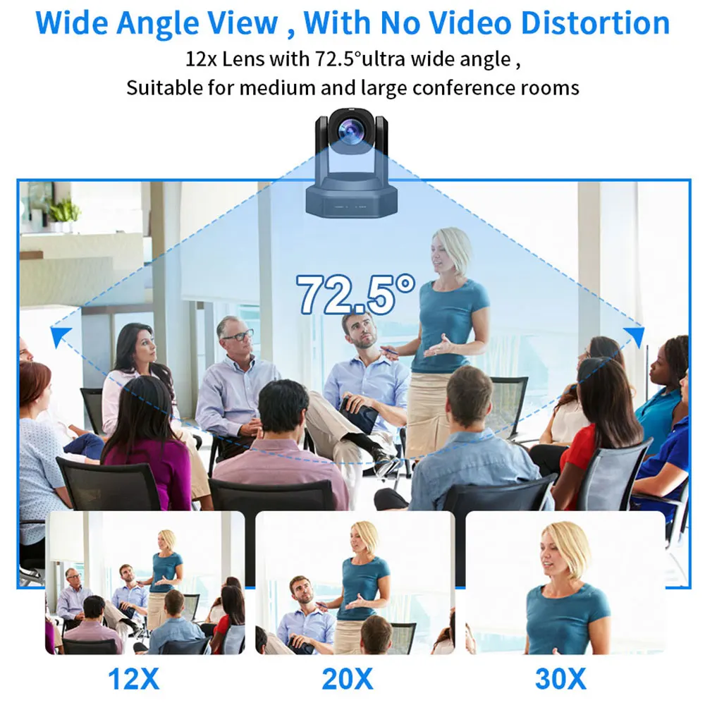 Runpu 1080P/60fps NDI Conference PTZ Video Camera 12/20/30x Zoom Ai Auto Tracking PTZ SDI Camera HDMI USB Outputs Support POE-6