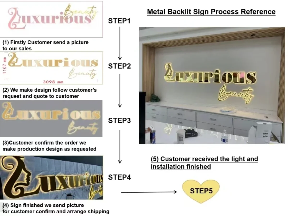 Custom Business Logo Backlit Sign Gold Metal Letters Led Illuminated 3D Stainless Steel Storefront Bar Club Signage Outdoor Sign-5