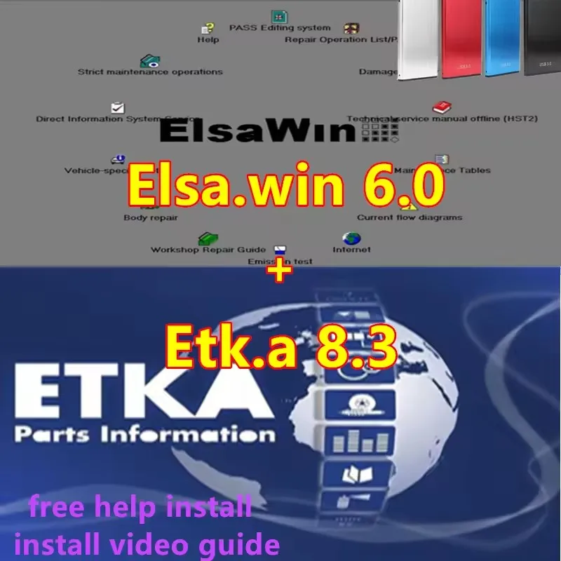 Newest Auto Repair Software Elsawin 6.0 Etka 8.3 Electronic Parts Catalogue Elsa win 6.0 For V-W For A-udi Auto Repair Software