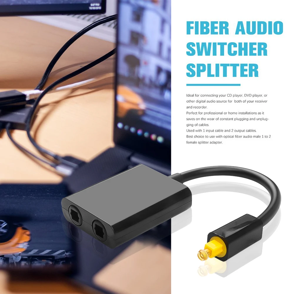 Toslink Splitter 1 in 2 Out Optical Audio Splitter Cable Digital Optical Cable SPDIF Optical Audio Distributor For Multimedia-2