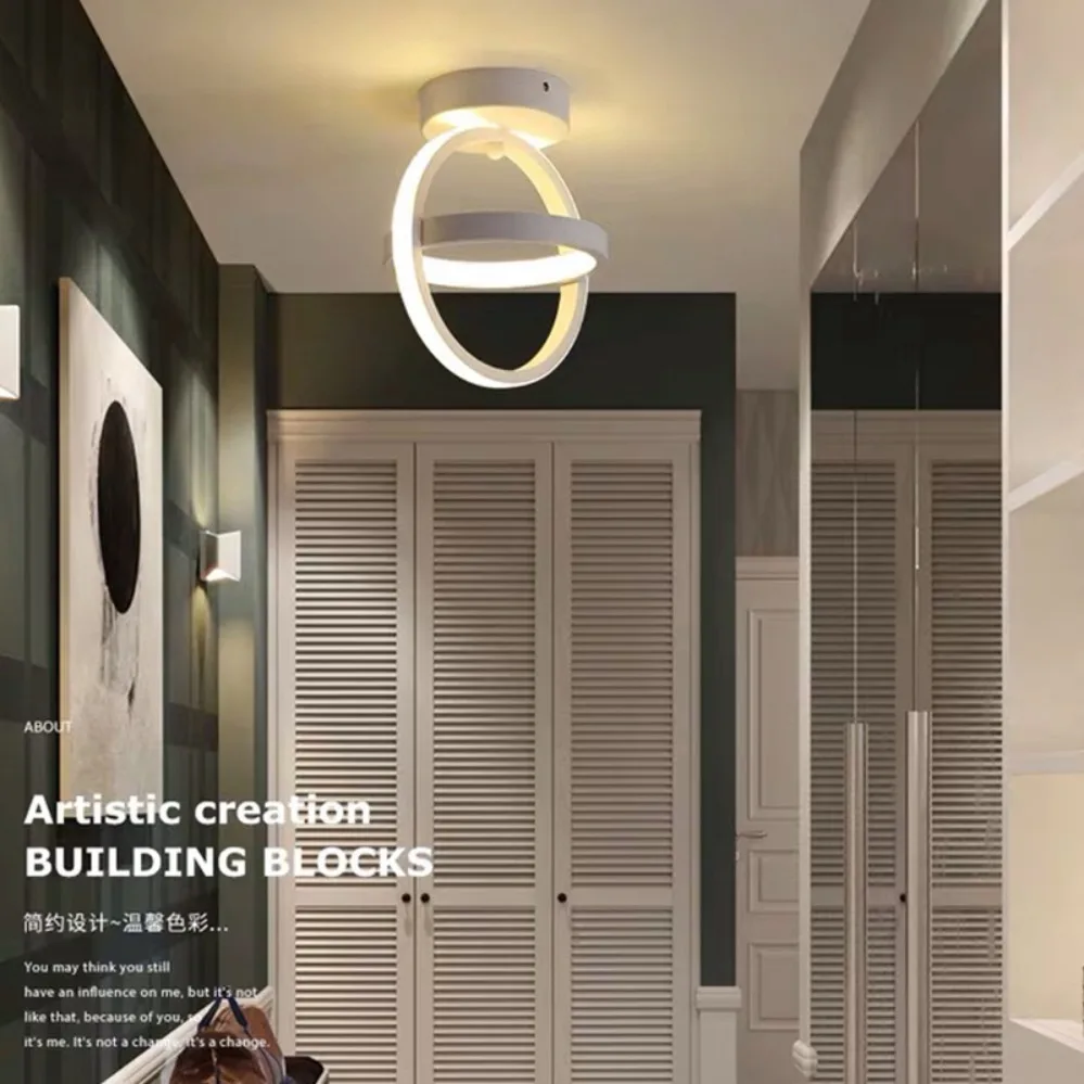 Modern LED Ceiling Light 2 Rings Creative Design Ceiling Lamp Indoor Lighting Fixtures Hallway Balcony Aisle Office Light-4
