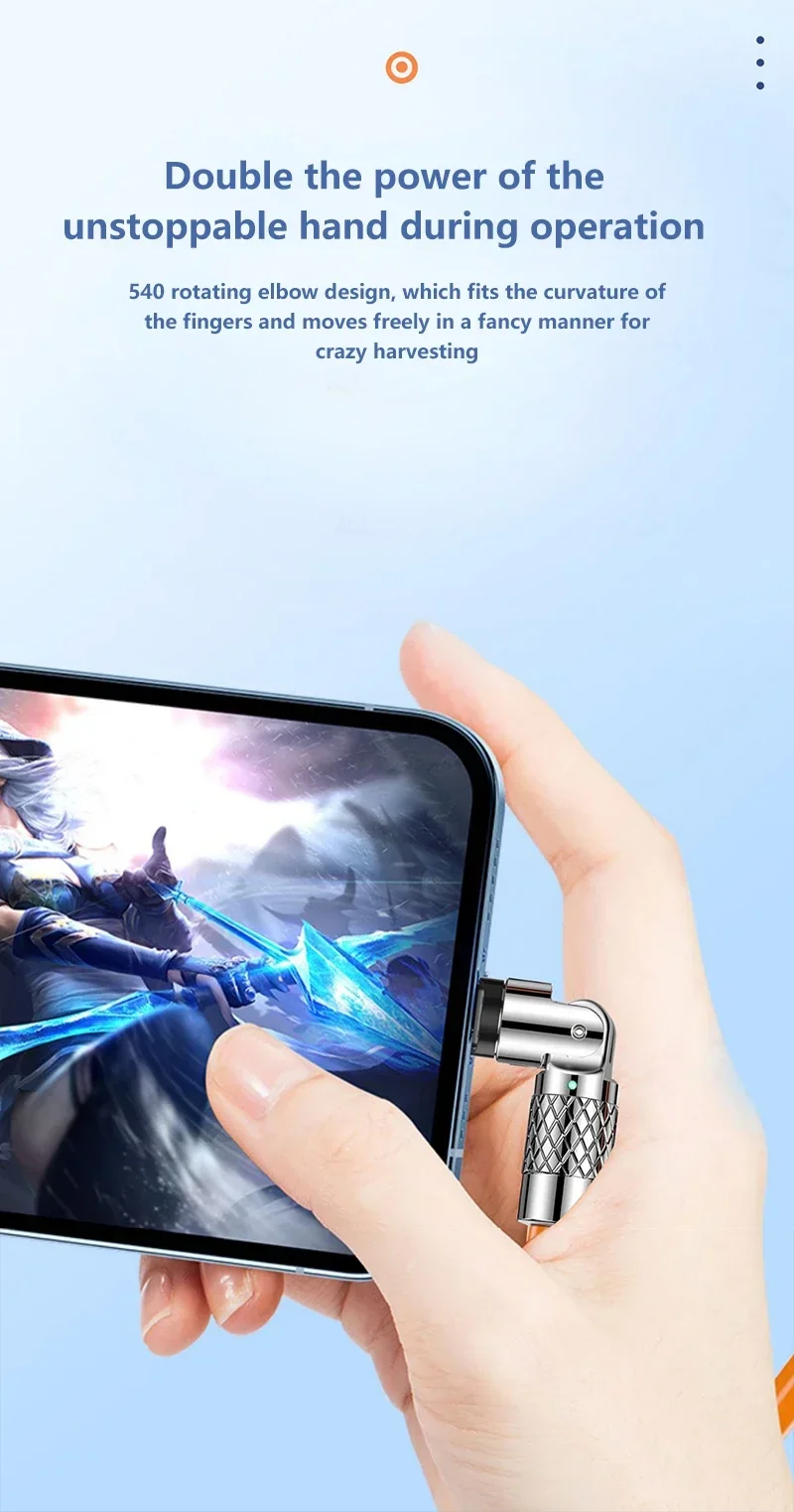 120W 7A Fast Charge USB Type C Cable 180 Degree Rotation Elbow Cable for Game for Xiaomi Redmi Honor Phone Charger USB C Cable-3