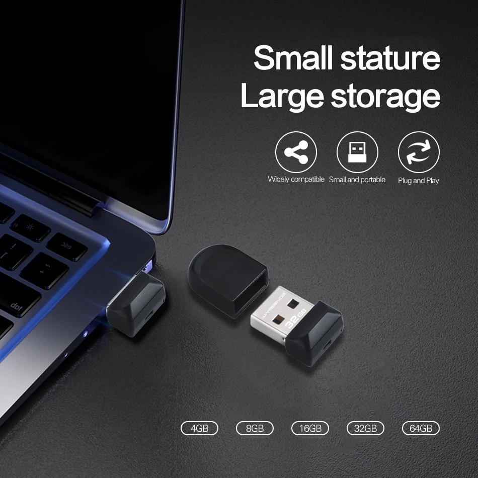 WANSENDA Super Mini USB Flash Drive Waterproof Pendrive 64GB 32GB 16GB 8GB 4GB Real Capacity USB 2.0 Memory Stick Thumbdrive-6