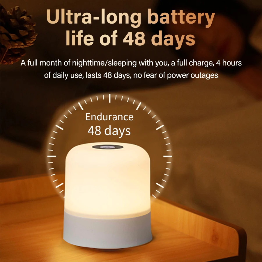 Touch LED Night Light USB Table Lamps Rechargeable Dimmable Bedside Light for Bedroom Decor Home Christmas Gift Child Night Lamp-4