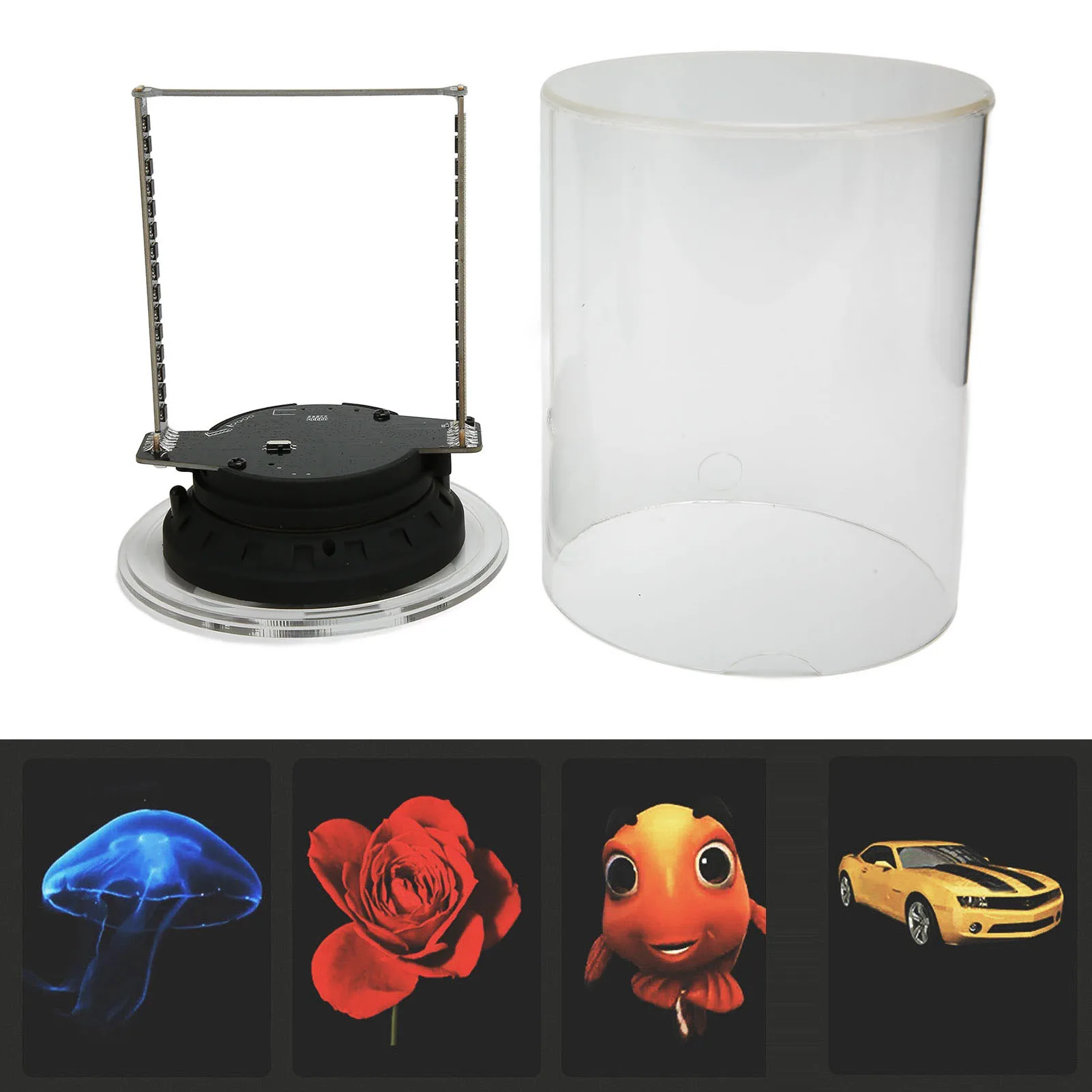 Holographic Advertising Display 160 LED Lightweight WiFi Control 3D Hologram Fan 3.9inch with Clear Cover for Store for-4