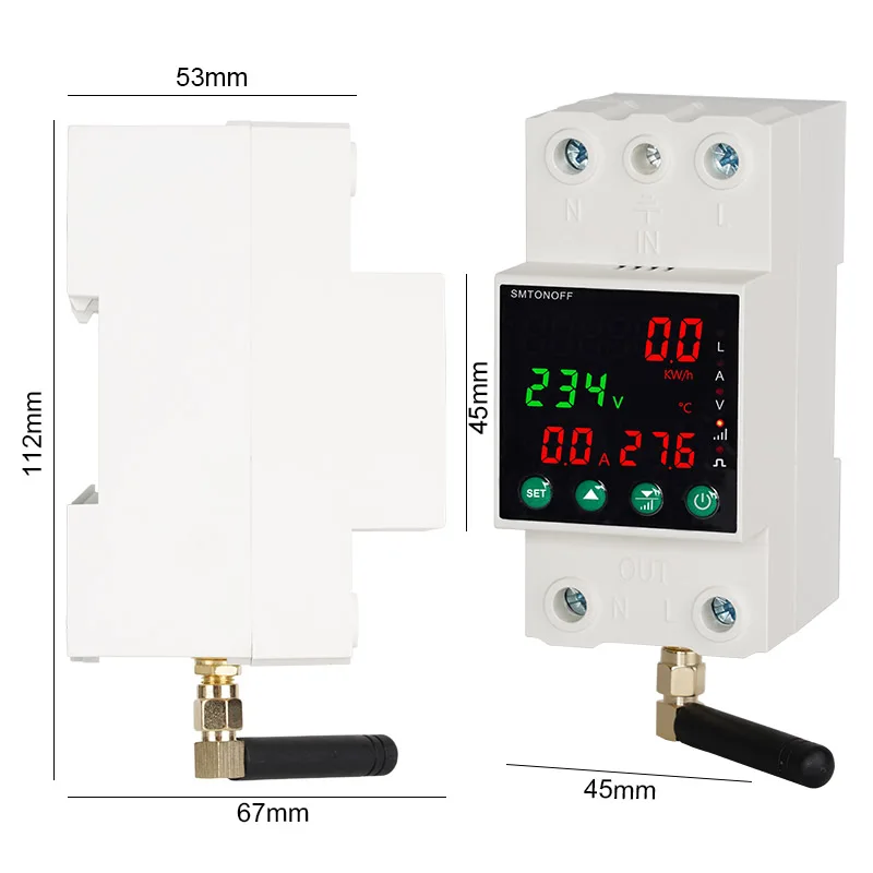Tuya WiFi Single Phase 2P 63A Auto-Reclosing Over Under Voltage Protector Prepaid Meter Timer Switch Voice Remote Control-5