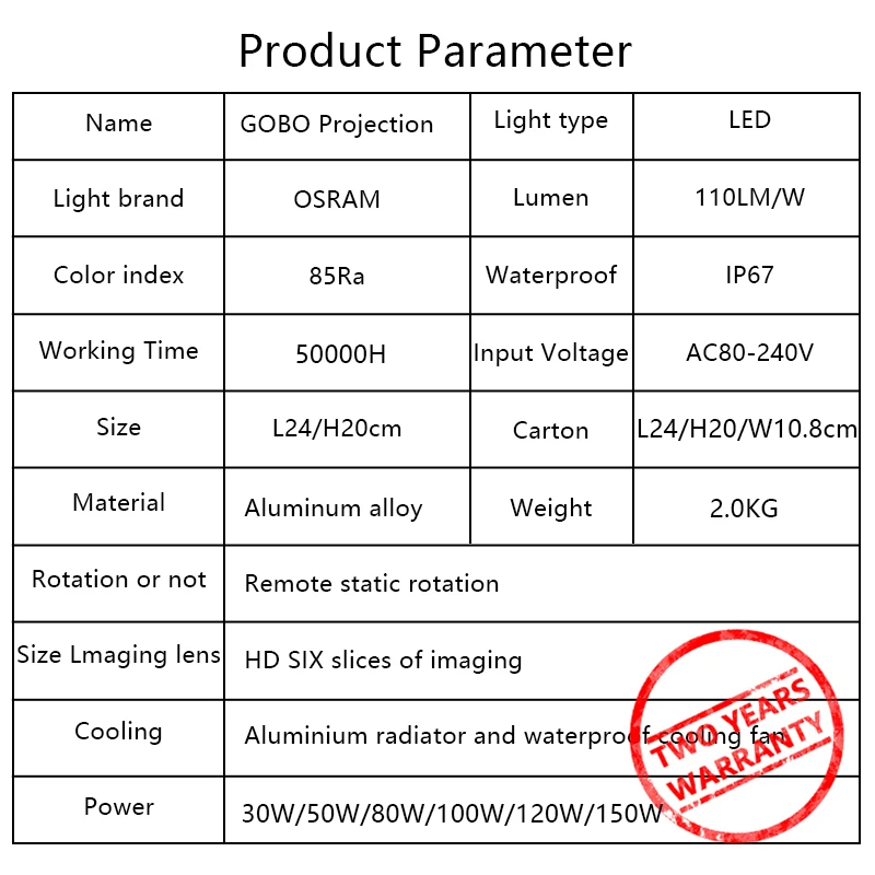 Customized 150W HD Indoor Door Head Outdoor ip67 Waterproof Rotating Advertising Image Projection Lamp Gobo Shop Logo Projector-3