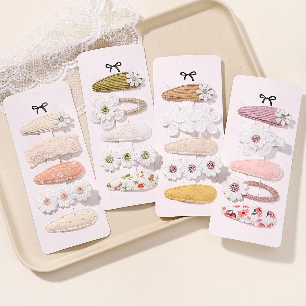 New 5Pcs BB Clips Set for Kids Hair Accessories Sweet Printe Hairbangs Hairclip Girls Barrette Ins Style Daisy Hairpin Ornaments-5