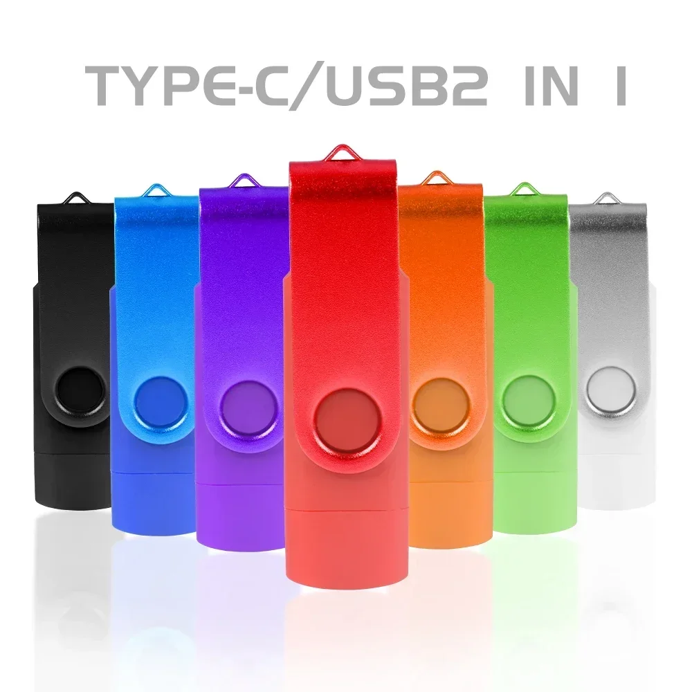 TYPE-C USB Flash Drive 128GB Red High Speed  Pen Drive 64GB Dark Blue Memory Stick 32GB Rotatable USB Stick 16GB Colorful U Disk-4