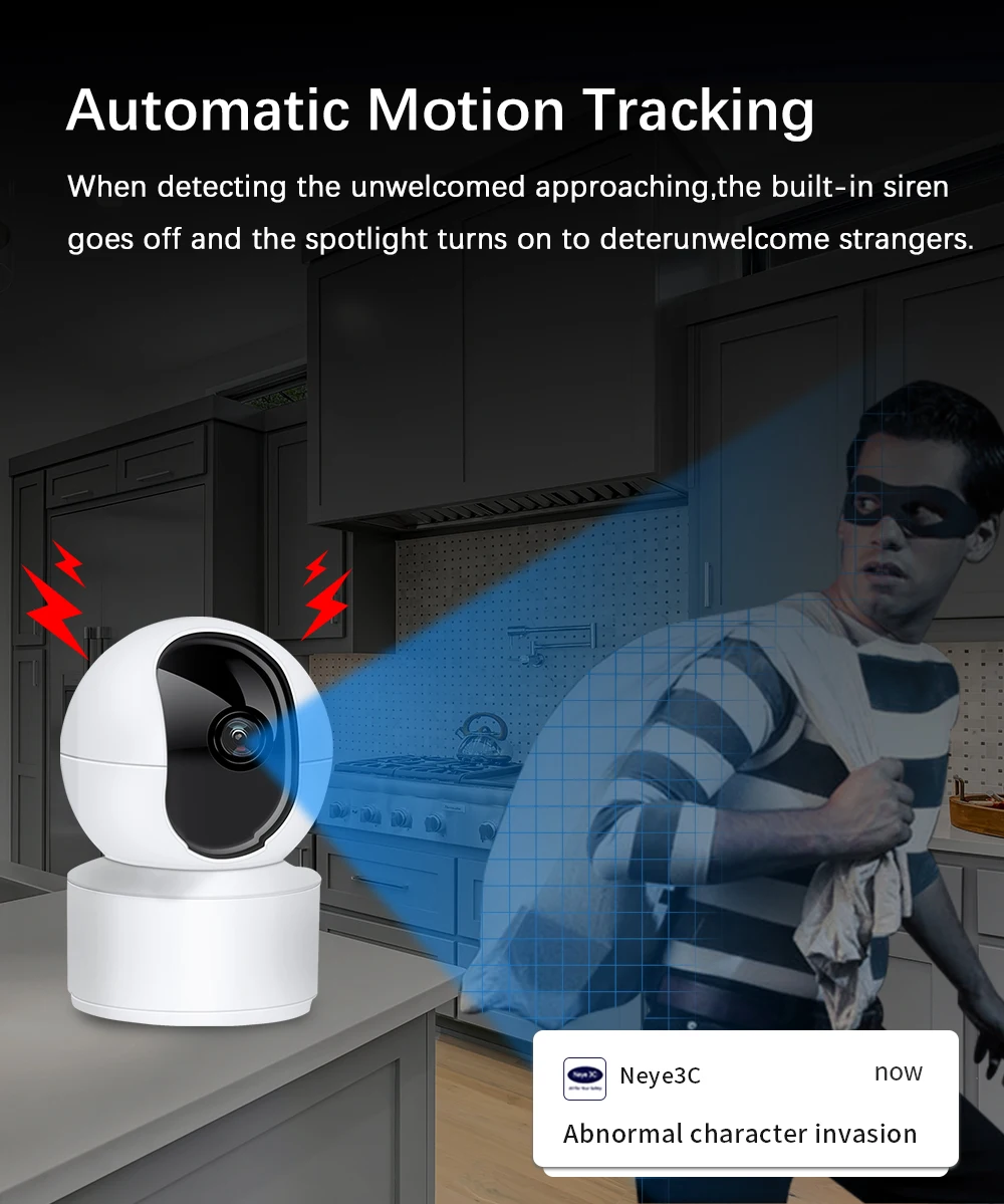 Neye 8MP 4K PTZ WiFi Camera Home Indoor Baby/Elderly Monitor with 5X Digital Zoom Camera Security Protection Camera-2