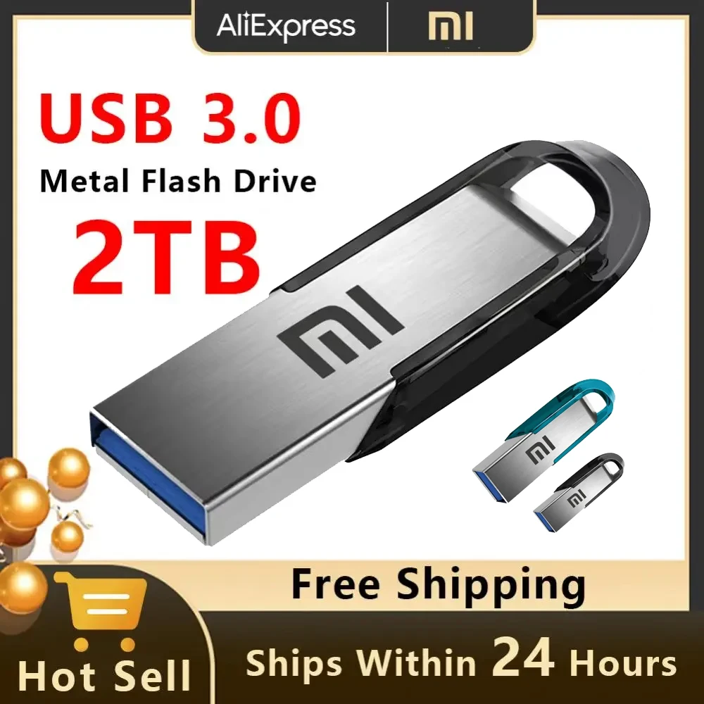 Xiaomi 2TB USB Flash Drives Pen Drive 1TB Memory Waterproof U Disk High-Speed USB 3.0 Data Transmission Metal USB Flash Drive