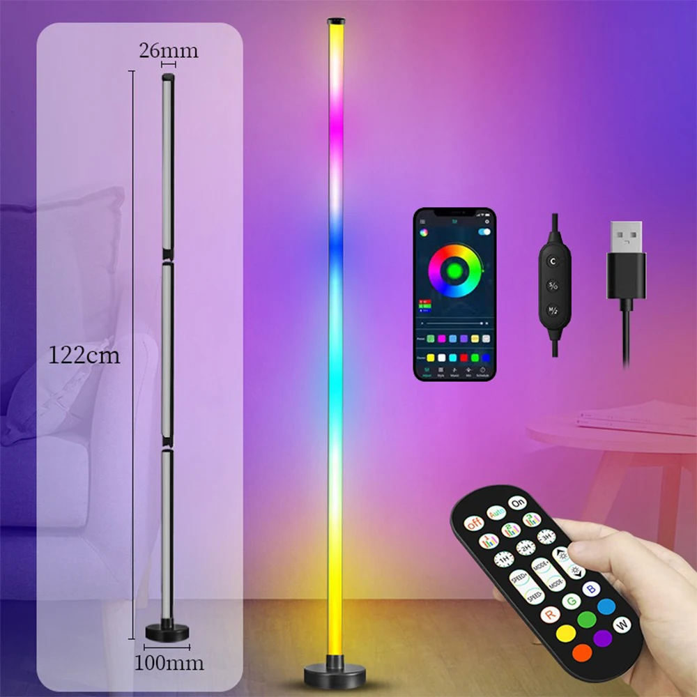 RGB LED Floor Lamp Remote APP Control Music Sync Corner Lighting Timer Smart Modern Mood Standing Lamp for Bedroom Living Room-6