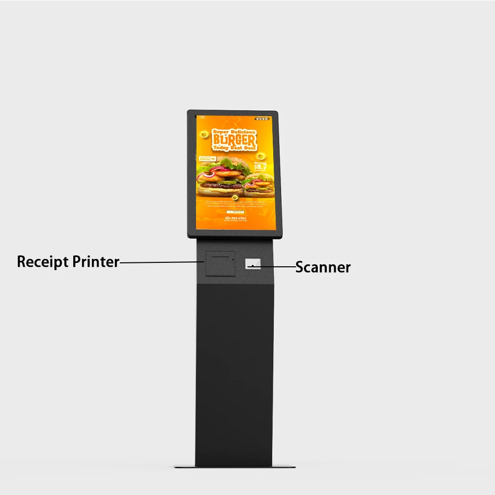 21.5 Inch Floor Standing Interactive Self Service Payment Kiosk Automatic Touch Screen Kiosk Mcdonalds Self Ordering Machine