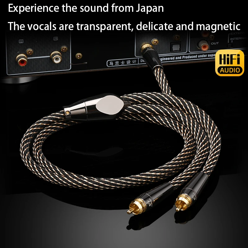 HIFI rca to 2rca audio cable 6N OFC Subwoofer Y Cable RCA 1 Male to 2 Male Audio cable for Speaker,DVD, TV, Amplifier-5