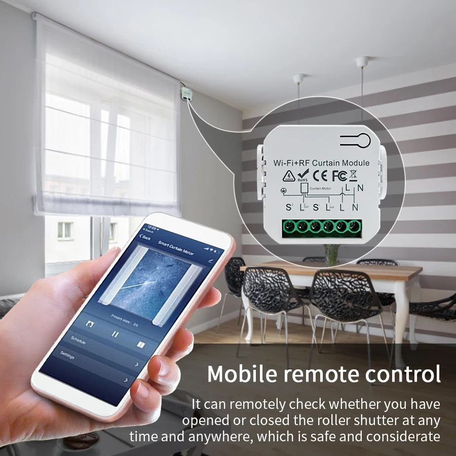 Tuya WiFi Smart Curtain Switch Roller Blinds Shutter Module 433MHz RF Remote Control Works With Alexa Google Home Assistant-4