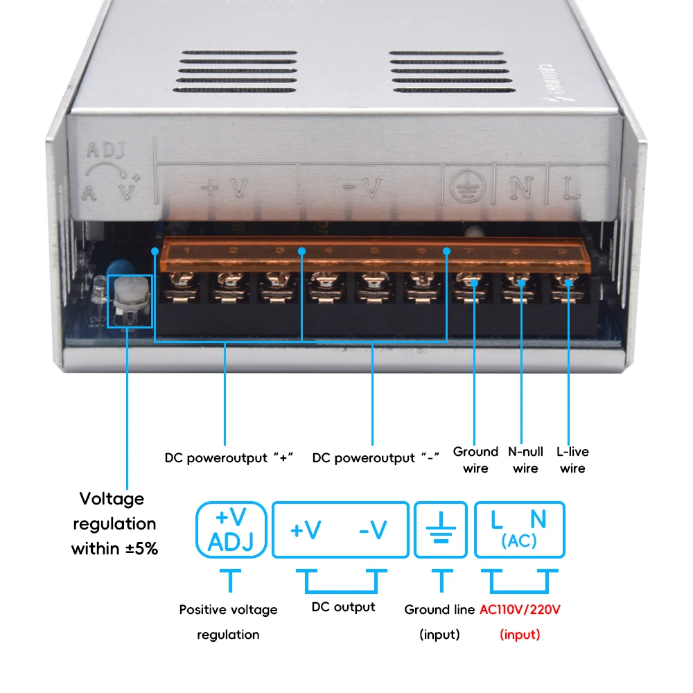 400W 500W 600W Switching Power Supply Light Transformer AC 110V 220V To DC 5V 12V 24V 36V 48V Power Supply Source Adapter For Le-4