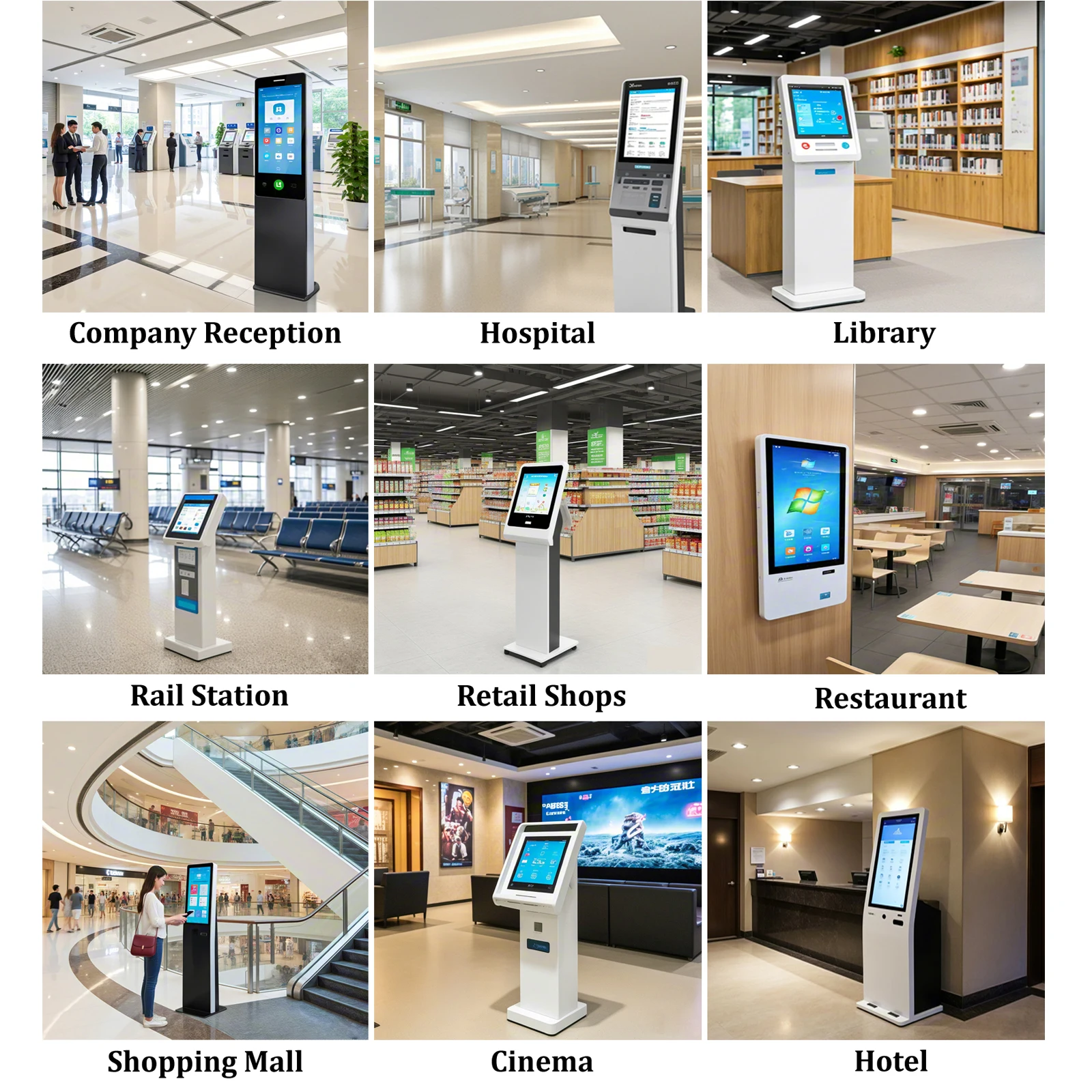 Hotel Desktop Self Check in Kiosk Android Pos Payment Kiosk Touch Screen Self Service Kiosk With Passport Scanner Card Dispenser-6