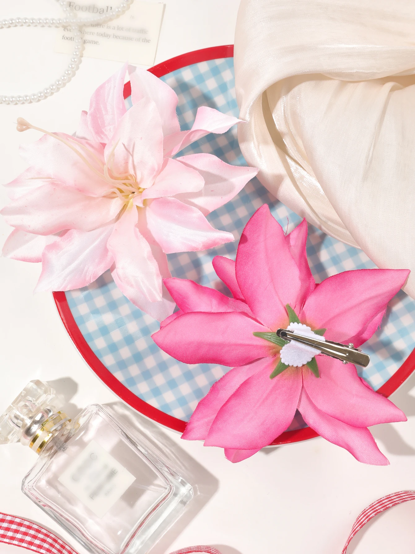 2Pcs Multicolor Big Bohemia Lily Flowers Hair Clips,Hawaiian Flowers Hair Pins for Bridal Wedding Hair Barrette Accessories-2