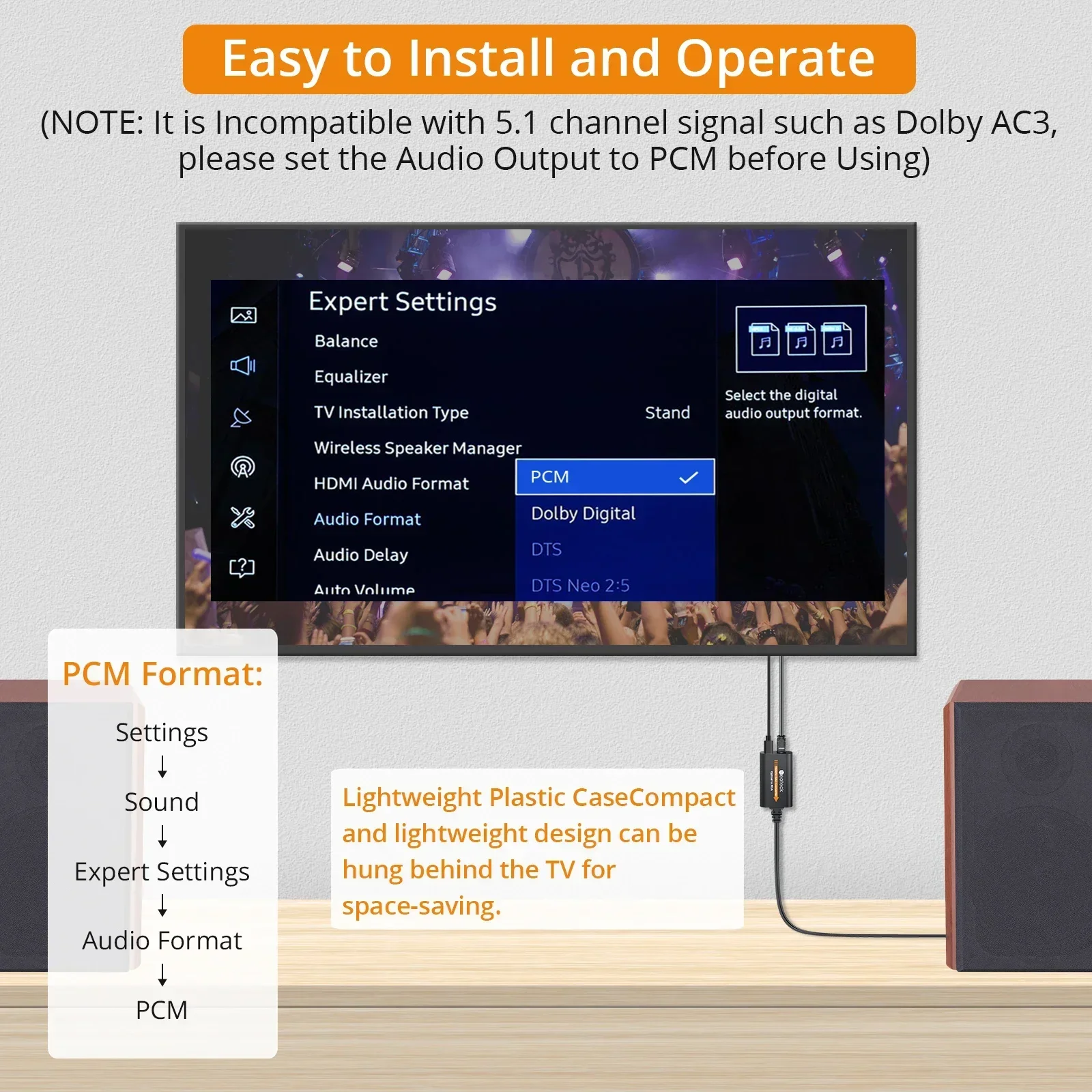 Neoteck 192kHz DAC Converter 7ft/2.1m SPDIF to RCA Digital to Analog Audio Converter Optical Toslink to RCA Audio Adapter for TV-5
