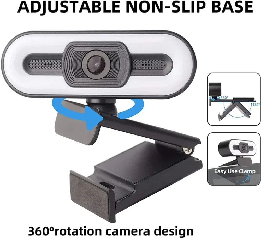 Portable Full HD 1080P 2K 4K Webcam PC Laptop Auto Focus Webcam Live Streaming Flexible with Microphone Live Broadcast withLight-5