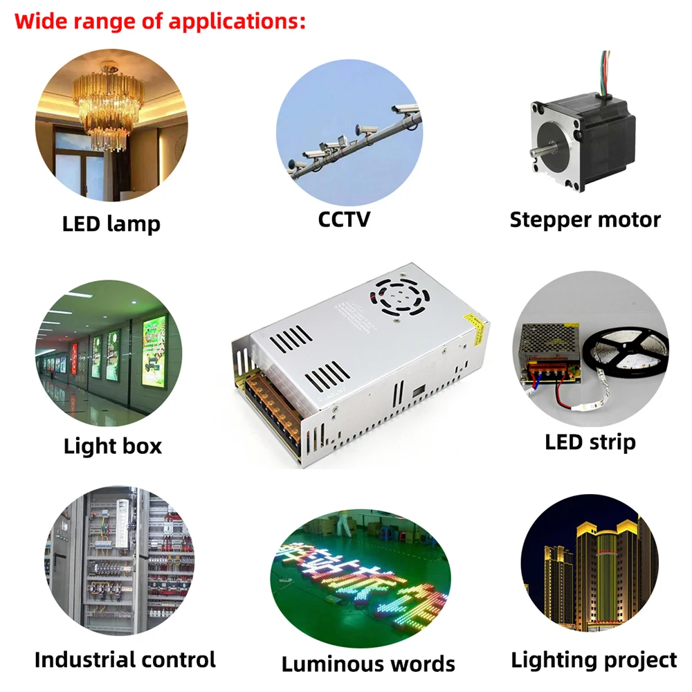 400W 500W 600W Switching Power Supply Light Transformer AC 110V 220V To DC 5V 12V 24V 36V 48V Power Supply Source Adapter For Le-6