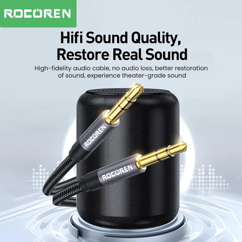 Rocoren 3.5mm Jack Audio Cable Jack 3.5mm Male to Male Audio Aux Cable For Phone Headphone Car MP3 Speaker Computer Aux Cord 5M-4