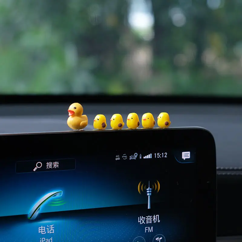 5Pcs Cute Mini Ducks Car Interior Decoration Auto Rearview Mirror Dashboard Ornaments For Woman Man Gift Car Accessories-3