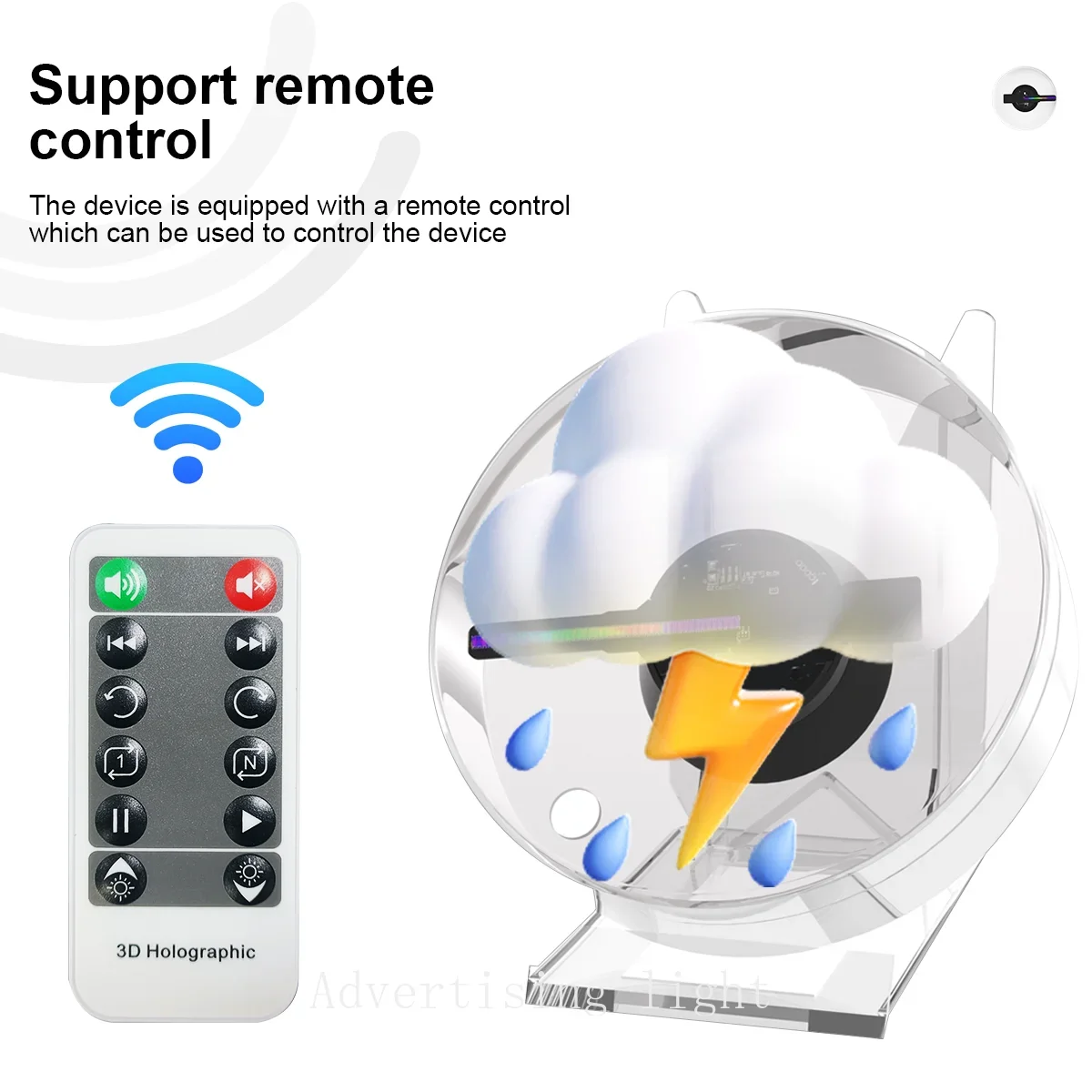 Mini 3D Fan Hologram Desktop Remote With Cover Support SD Card Commercial Advertising Display Hologram Projector Picture Video-2