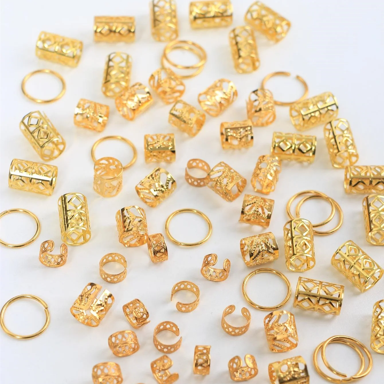 80pcs Dreadlock Hair Beads - Stylish Alloy Hair Accessories Loc Hair Jewelry for Braids for Girls and Women-3