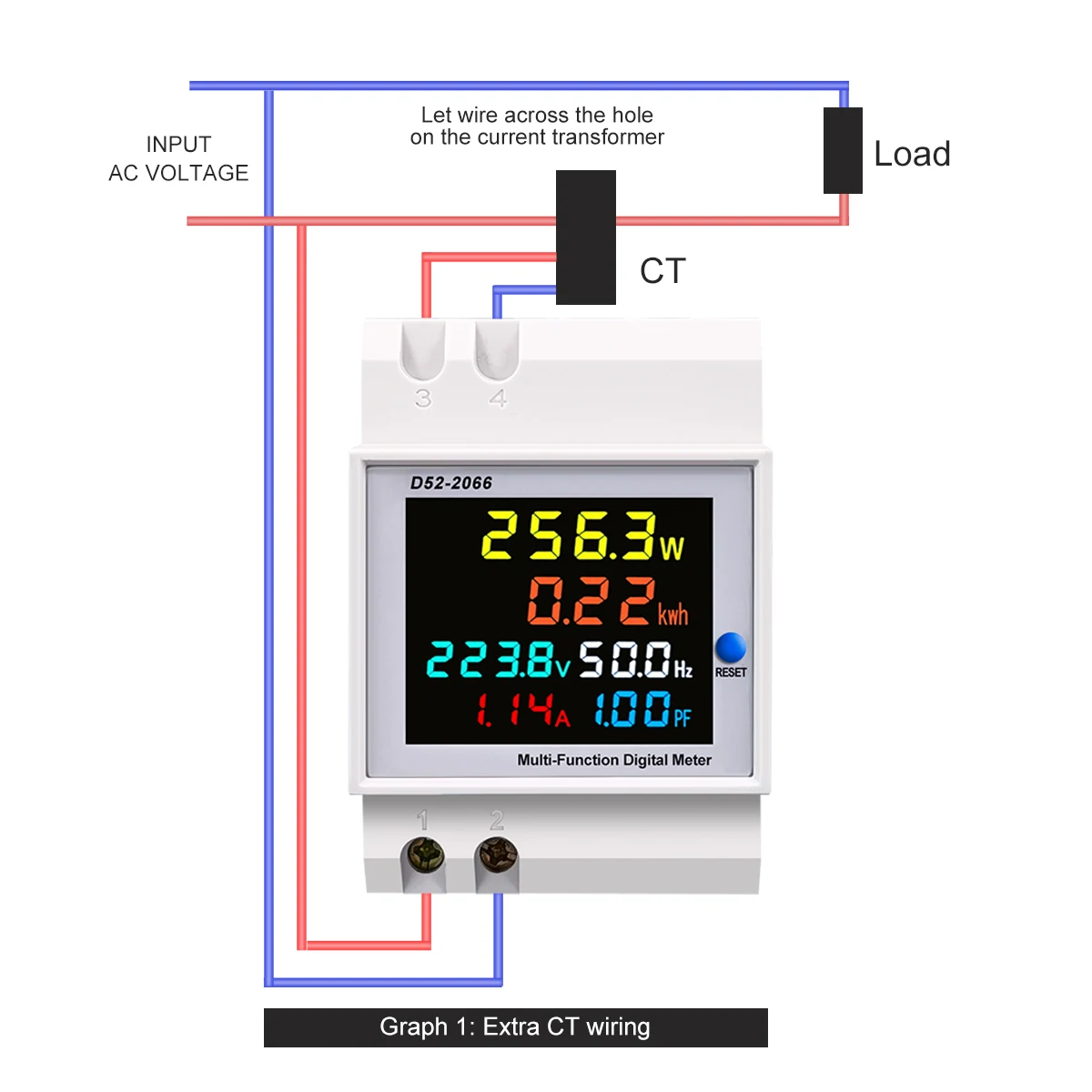 6IN1 din rail AC monitor 110V 220V 380V 100A Voltage Current Power Factor Active KWH Electric energy Frequency meter VOLT AMP-4