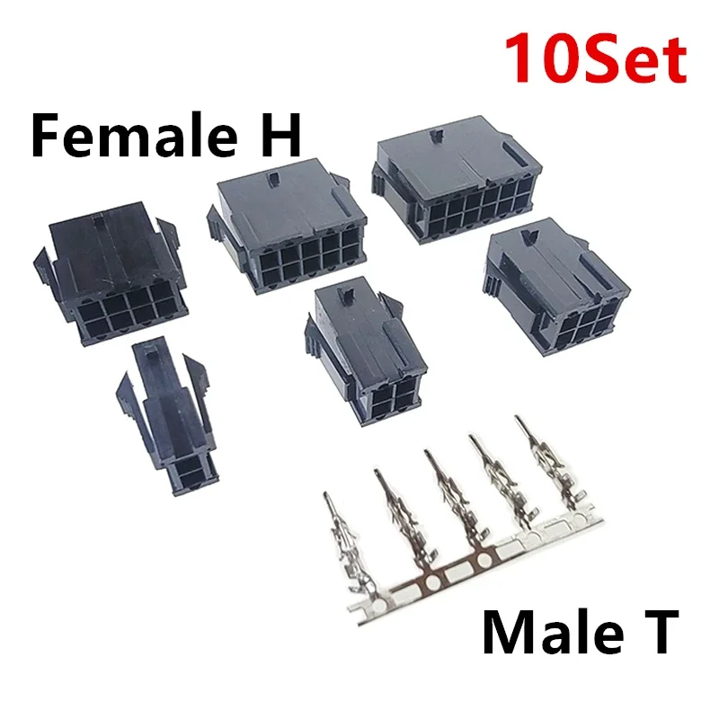 10Set Molex 3.0mm Plug-in Male Female Housing Terminals Connector   2*1/2/3/4/5/6/7/8/9/10/11/12P MX3.0mm Double Row Connector-2