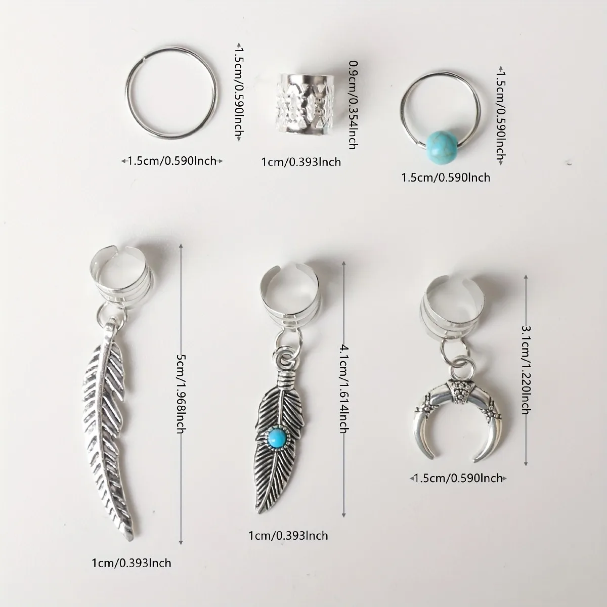 31 Pcs Turquoise Pendant Dreadlock Braid Hair Beads Braids Hair Rings Hippie Style Hair Accessories Loc Hair Jewelry for Braids-6