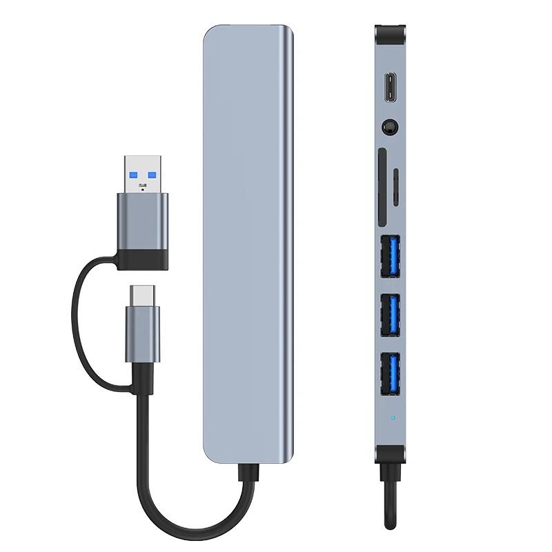 USB 3.0 Type C Adapter Docking Ststion USB 2.0 Port TF SD Card Reader Audio Output Multi-hub Splitter  for Macbook Pro Computer-6