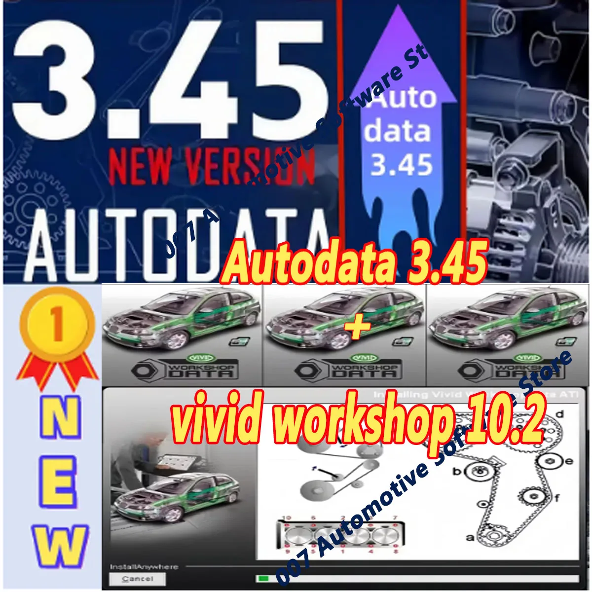 2025 hot Sale ! Newest version Autodata 3.45 and vivid workshop 10.2 Auto Repair Software + install video guide