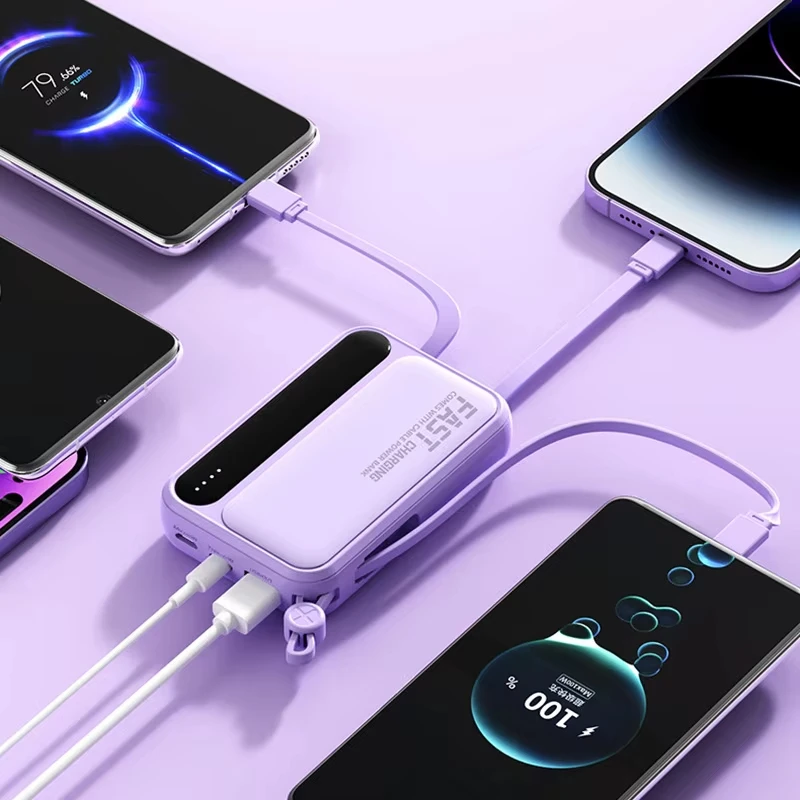 Xiaomi 50000mAh Large Capacity Power Bank 4 In 1 Built in Cables Intelligent Digital Display Laser Light for Samsung Apple-5