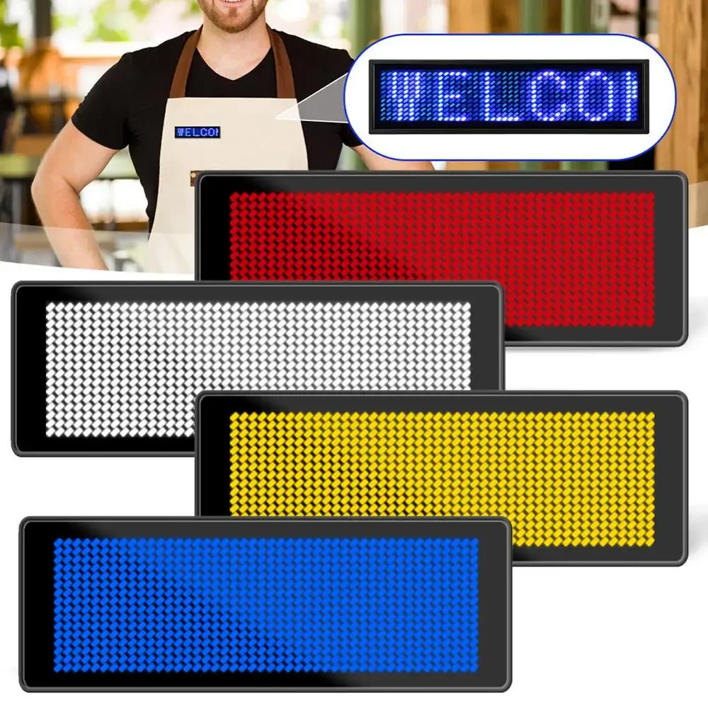 Fully New Bluetooth LED Name Badge DIY Programmable Scrolling Message Board Mini LED Display HD Text Digits Pattern Display
