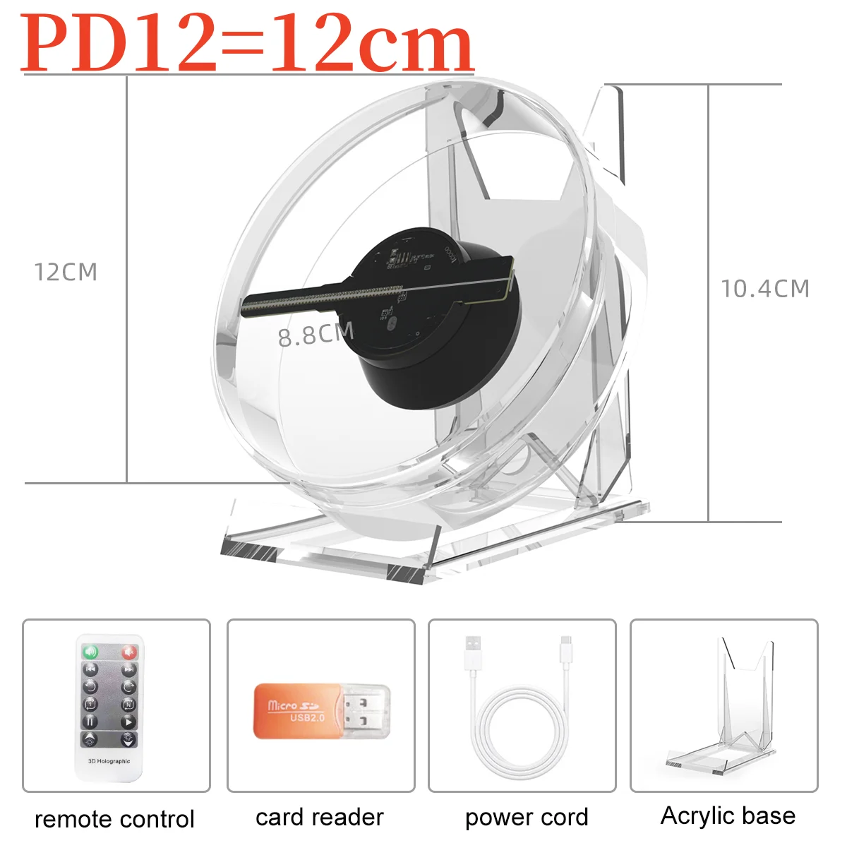 12CM MINI 3D Hologram Fan 3D Holographic Projector HD Holographic Projector for Stores Bars Party Xmas Advertising Display Light-6