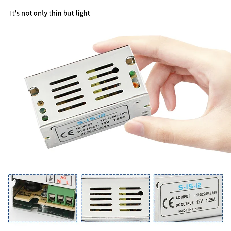 DC 5V Aluminum Power Supply 2A 3A 5A 6A 8A 10A AC 220V TO 5V Lighting Transformer 10W 15W 25W 30W 40W 50W Switching Power Supply-3
