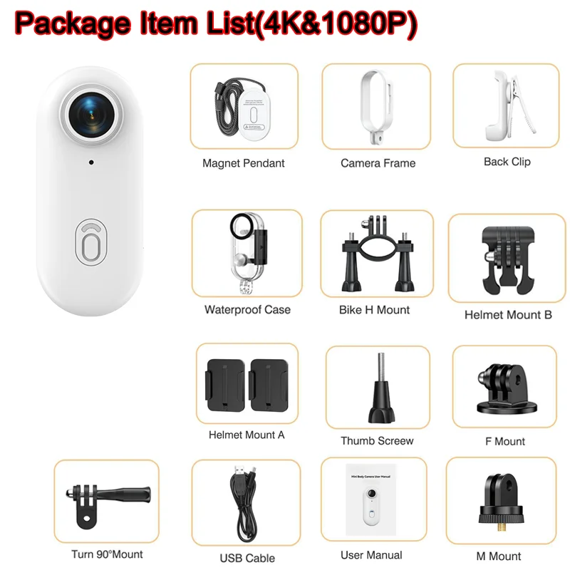 2025 Hot Gift 4K HD Mini Vlog Camera WiFi Wireless 128GB Pocket Action Cam Portable Thumb Body Cam for Sports Photographic Video-5