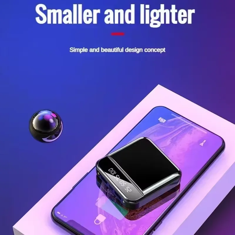 Mini 20000/10000mAh Fast Charging Power Display Built-in Cable dual LED Lighting Portable Power Bank For iPhone Samsung Xiaomi-6