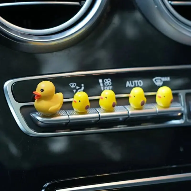 5Pcs Cute Mini Ducks Car Interior Decoration Auto Rearview Mirror Dashboard Ornaments For Woman Man Gift Car Accessories-2